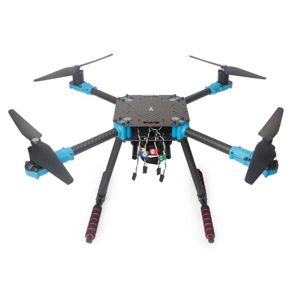 Holybro X500 V2 with four propellers, carbon tube arms, and tall landing gear